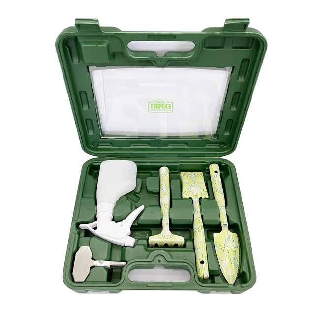 Alt view image 2 of 5 - Expert Gardener 24-Piece Indoor Garden Tool Set with Carrying Case, Green