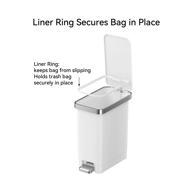 Alt view image 3 of 6 - Better Homes & Gardens 2.5 Gallon Step Trash Can with Soft-Close Lid, White