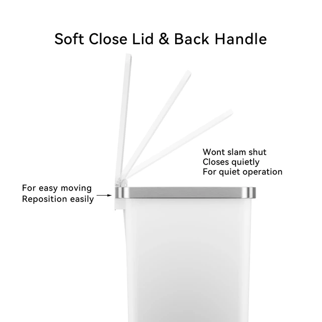 Alt view image 6 of 6 - Better Homes & Gardens 2.5 Gallon Step Trash Can with Soft-Close Lid, White