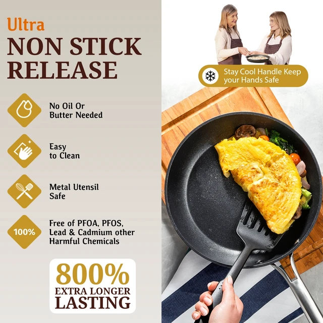 Alt view image 2 of 6 - Granitestone Armor Max 8-Inch Nonstick Frying Pan, Induction Cookware, Oven-Safe