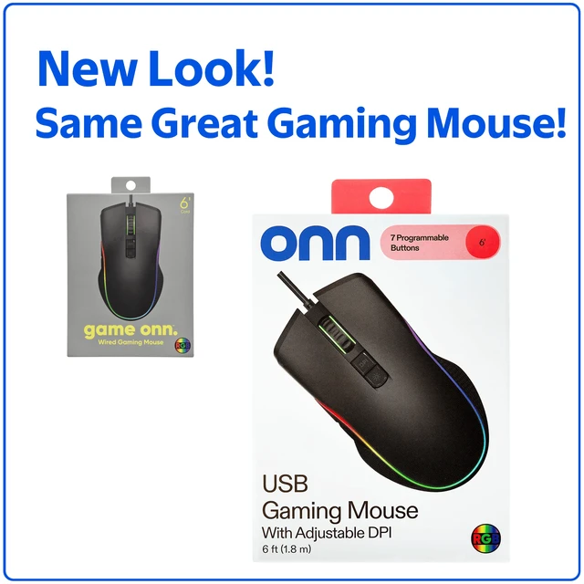 Alt view image 4 of 7 - onn Wired USB Gaming Mouse 7 Buttons Adjustable DPI Backlit Black