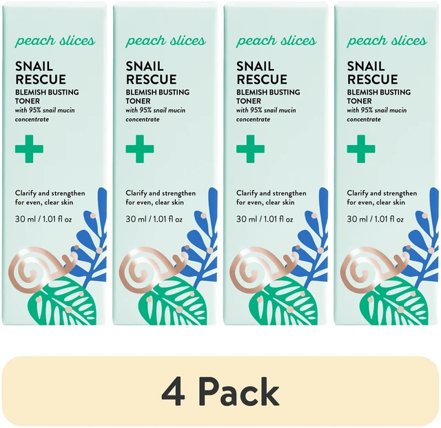 Main image of Peach Slices Snail Rescue Blemish Busting Facial Toner, 30ml (4 Pack)