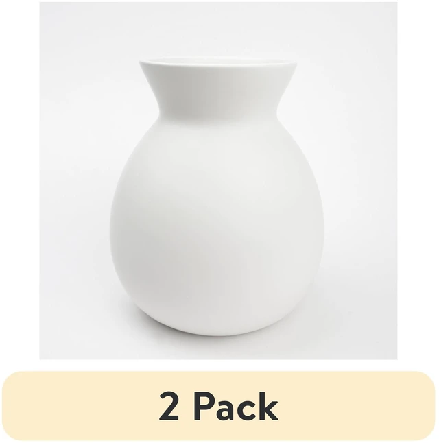 Main image of Mainstays 2-Pack Ceramic Tabletop Vase, White, 8in