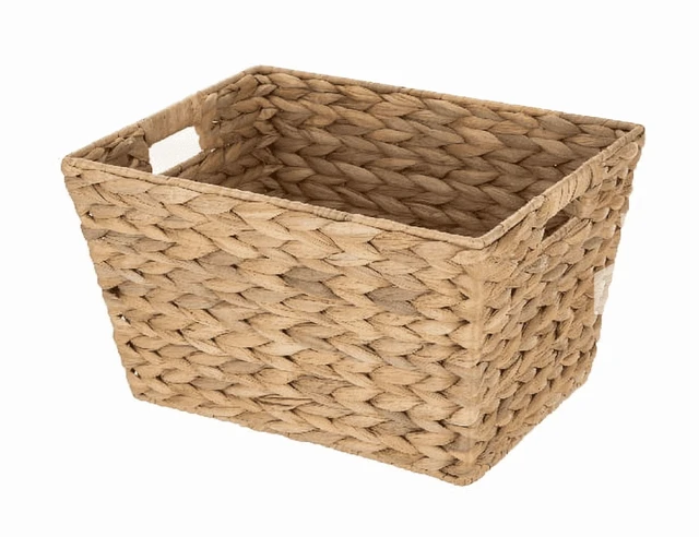 Main image of Better Homes & Gardens Large Water Hyacinth Decorative Storage Basket with Handles, 14in x 11in x 8.5in