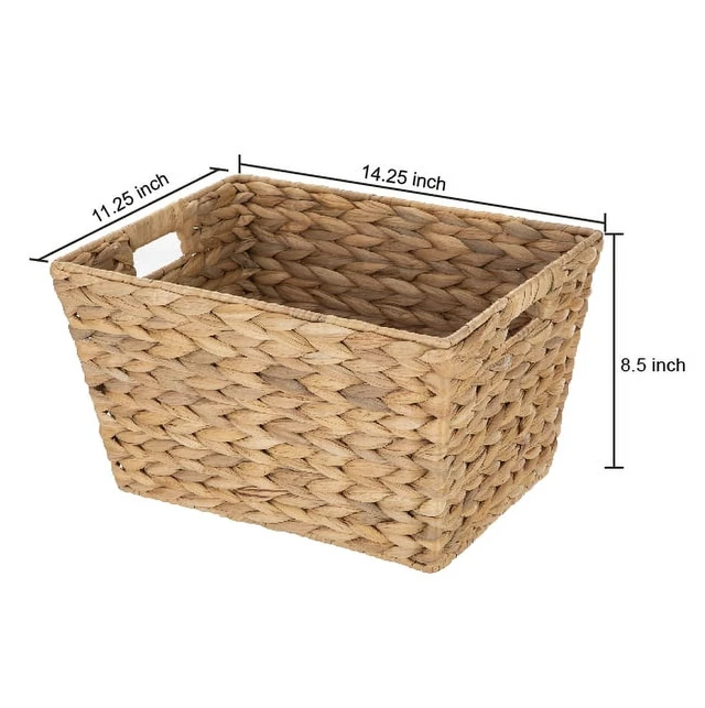 Alt view image 4 of 6 - Better Homes & Gardens Large Water Hyacinth Decorative Storage Basket with Handles, 14in x 11in x 8.5in