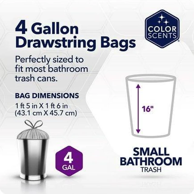 Alt view image 4 of 4 - Color Scents 4 Gallon Bathroom Trash Bags, Simply Clean Scent, Microban, Drawstring, 200 Count