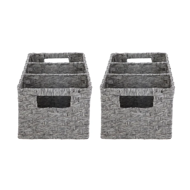 Alt view image 3 of 7 - Mainstays 3-Compartment Storage Basket Set with Handles, Gray, Set of 2