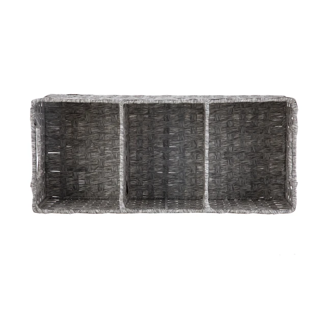 Alt view image 7 of 7 - Mainstays 3-Compartment Storage Basket Set with Handles, Gray, Set of 2