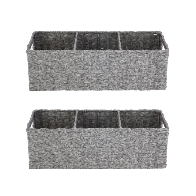 Alt view image 6 of 7 - Mainstays 3-Compartment Storage Basket Set with Handles, Gray, Set of 2