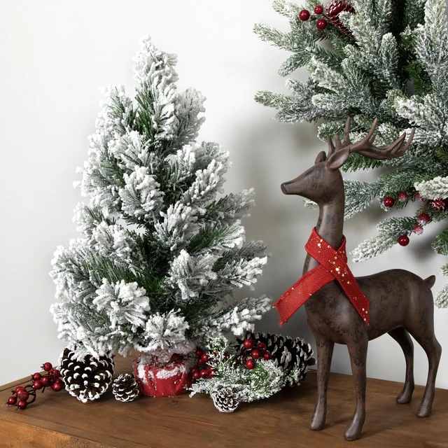 Main image of Northlight Full Flocked Angel Pine Artificial Mini Christmas Tree, 18", Unlit