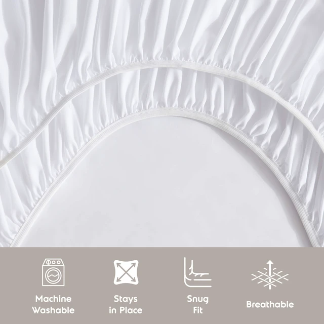Alt view image 6 of 6 - Lammaloe Queen Sheets Set 4 Piece Deep Pocket Luxury Soft Microfiber Hotel Style White