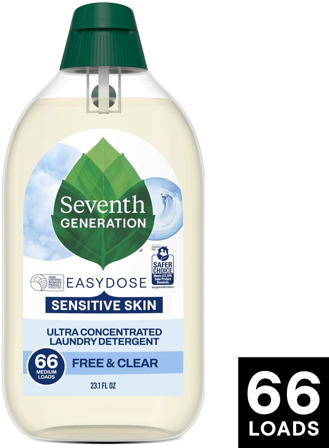 Main image of Seventh Generation Sensitive Skin Concentrated Liquid Laundry Detergent, Free & Clear, 23 fl oz, 66 Loads