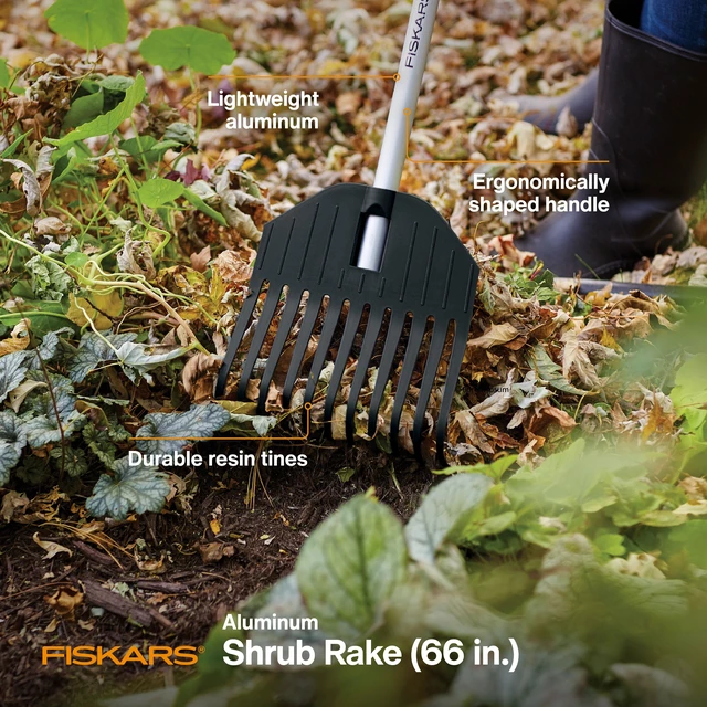 Alt view image 6 of 7 - Fiskars Shrub and Garden Rake, 66-Inch, Black