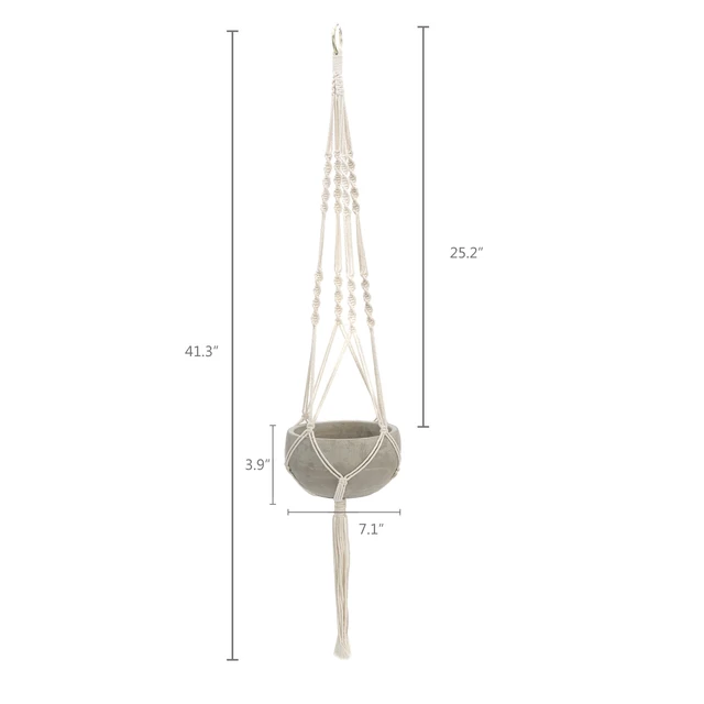Alt view image 3 of 6 - K-Cliffs Hanging Succulent Planter, Cement with Handmade Weave Macram