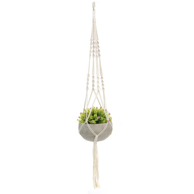 Alt view image 6 of 6 - K-Cliffs Hanging Succulent Planter, Cement with Handmade Weave Macram