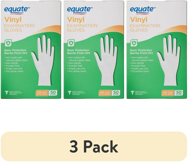 Main image of Equate Vinyl Examination Gloves, 3 Pack, 50 Count