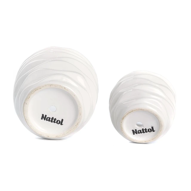 Alt view image 4 of 6 - K-Cliffs White Ceramic Pots Waving Set of 2, Small 3.9" Dia x 2.9" H (Opening 3.3"), Large 5.1" Dia x 4.1" H (Opening 4.4"), Modern Design