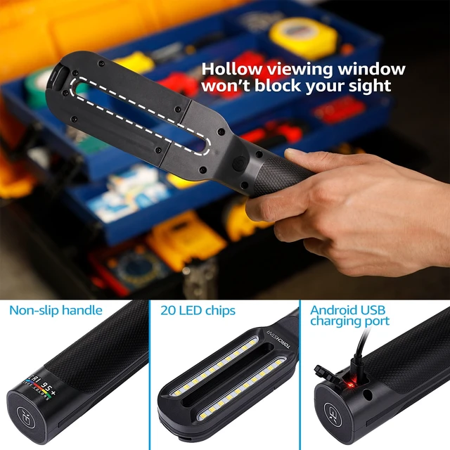 Alt view image 5 of 7 - LED Work Light CRI 95+ 4500K Cool White & 6000K Daylight White 500lm USB Powered for Paint Correction & Coating