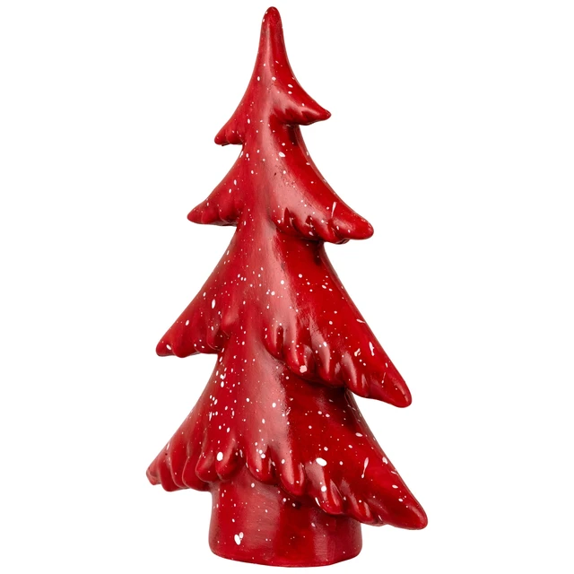 Alt view image 4 of 7 - Christmas Tree Tabletop Decoration with Snowy Accents, Shiny, 10", Red
