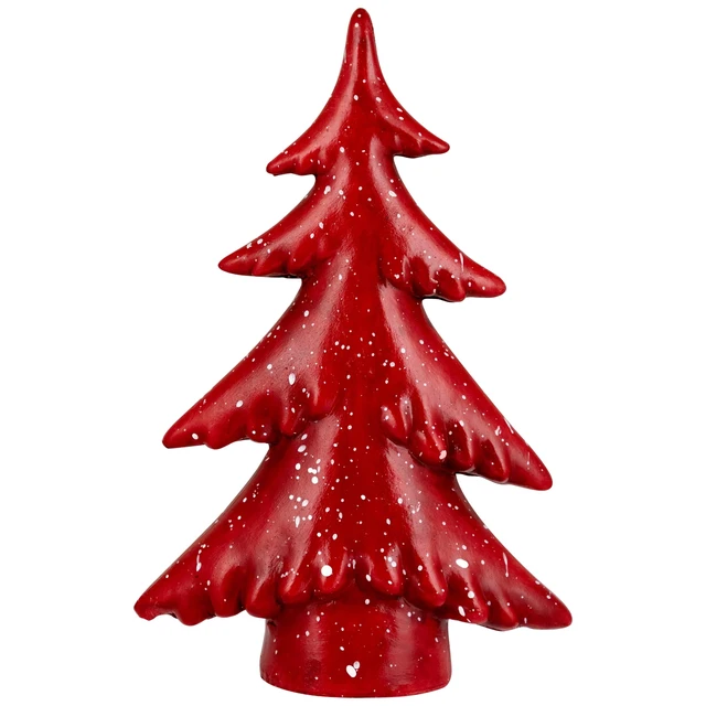 Alt view image 5 of 7 - Christmas Tree Tabletop Decoration with Snowy Accents, Shiny, 10", Red