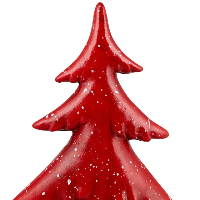 Alt view image 3 of 7 - Christmas Tree Tabletop Decoration with Snowy Accents, Shiny, 10", Red