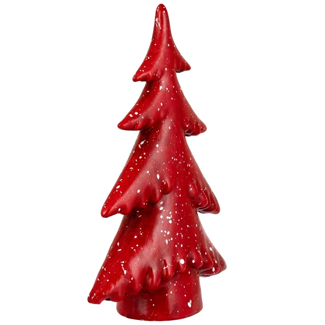 Alt view image 2 of 7 - Christmas Tree Tabletop Decoration with Snowy Accents, Shiny, 10", Red