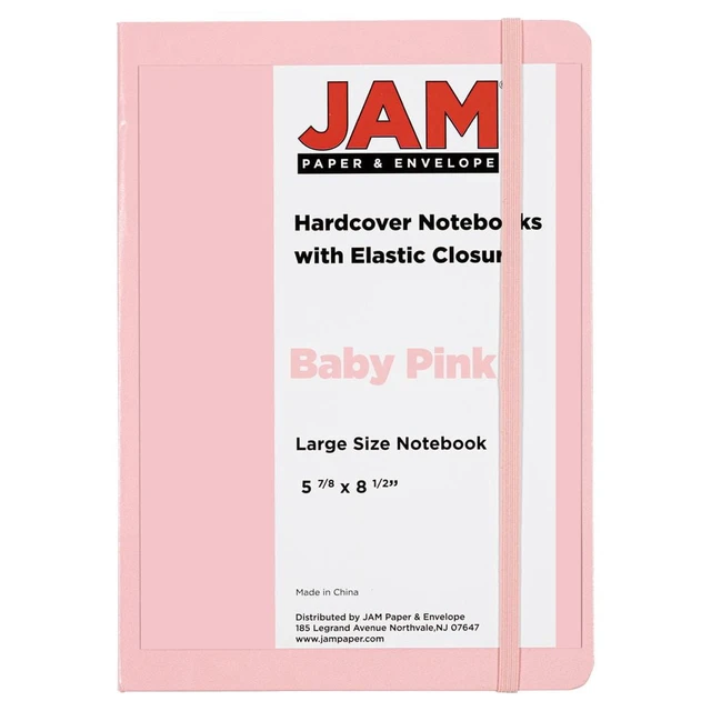 Alt view image 3 of 6 - JAM Paper Hardcover Notebook with Elastic Band, Large, Baby Pink, 5 7/8 x 8 1/2 in, 1/Pack
