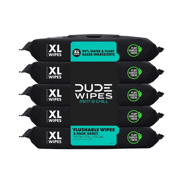 Alt view image 2 of 6 - DUDE Extra Large Mint Chill Flushable Wet Wipes, 48 Count (5 Pack, 240 Total)