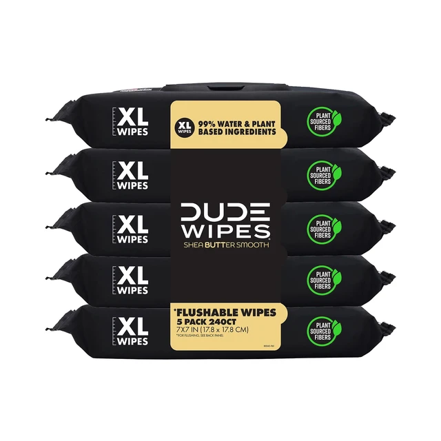 Alt view image 4 of 6 - DUDE Flushable Wipes Extra Large Shea Butter Smooth Wet Wipes, 240 Count
