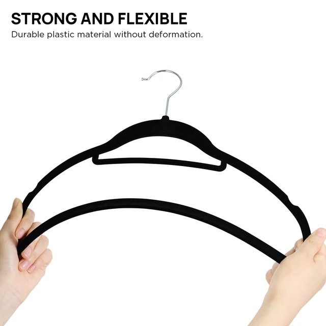 Alt view image 3 of 6 - Ollieroo Premium Velvet Hangers, 50 Pack, Black, Non-Slip, Durable, Heavy Duty with 360 Degree Rotatable Hook