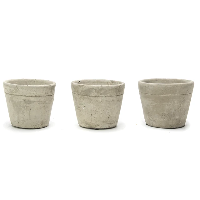 Alt view image 4 of 6 - K-Cliffs 3-Piece Mini Gray Cement Pots with Wood Stand, 3.1Dia x 2.5H Inches Each Pot, Stand 10.4L x 1.6W x 2.4H Inches, 3lbs, for Succulents, Herbs