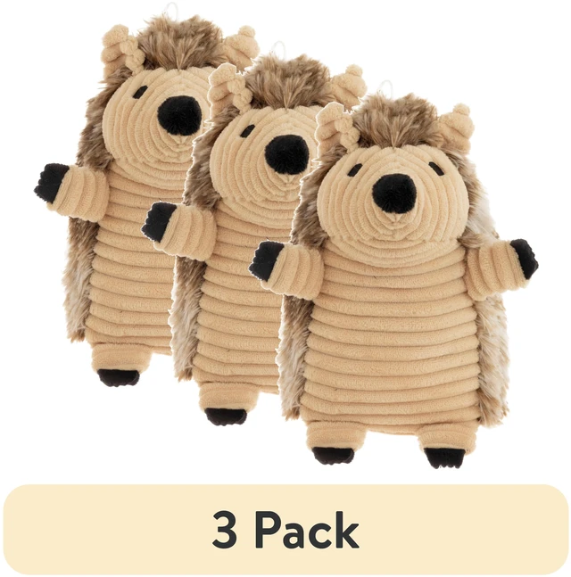 Main image of Vibrant Life Brown Hedgehog Plush Dog Toy with Squeaker, Chew Level 2 (3 Pack)