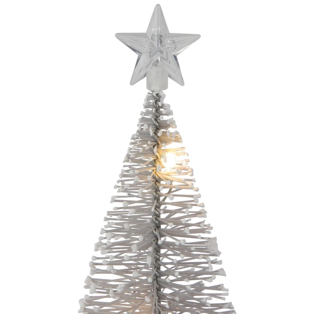 Alt view image 4 of 4 - Set of 2 LED Pre-Lit Mini Bottle Brush Pine Christmas Village Trees - 7-Inch Silver