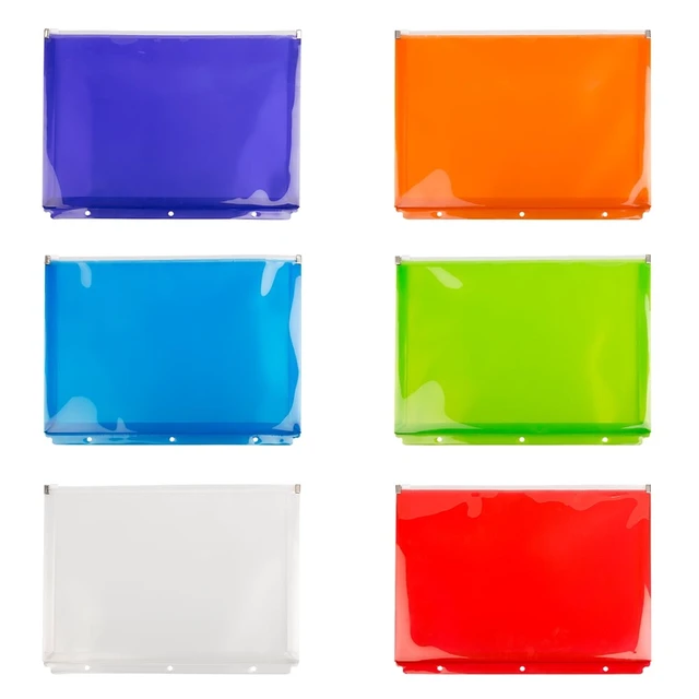 Alt view image 2 of 5 - JAM Paper Plastic 3-Hole Punch Zip Envelopes, 9-3/4 x 13, Assorted Multicolor, 6-Pack
