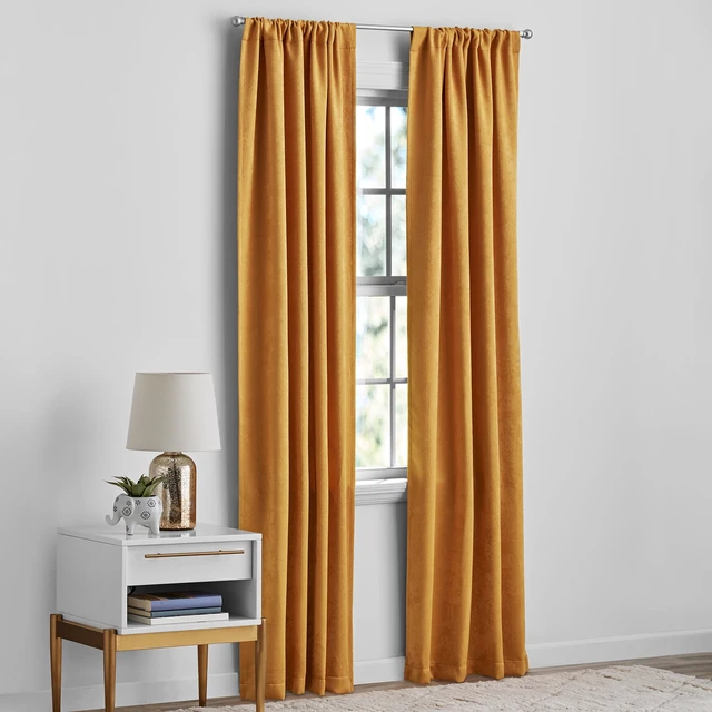 Alt view image 5 of 5 - Mainstays Shimmer 99% Blackout Rod Pocket Curtains, Set of 2, 37in x 84in