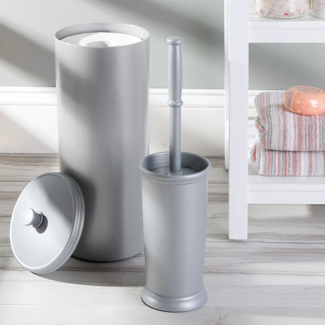 Alt view image 5 of 5 - iDesign Kent Toilet Bowl Brush and Holder for Bathroom Storage, Silver