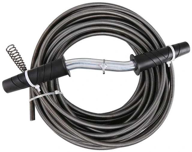 Main image of The Works 3/8" x 25' Drain Snake Carbon Spring Wire Cable with Galvanized Torque-Twist Steel Handle