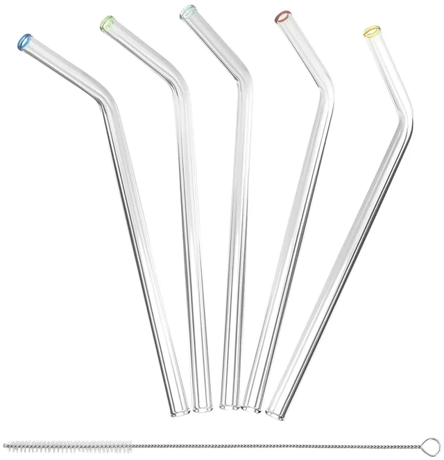 Main image of Better Houseware 308 Glass Straws with Cleaning Brush, Set of 5 (Standard)