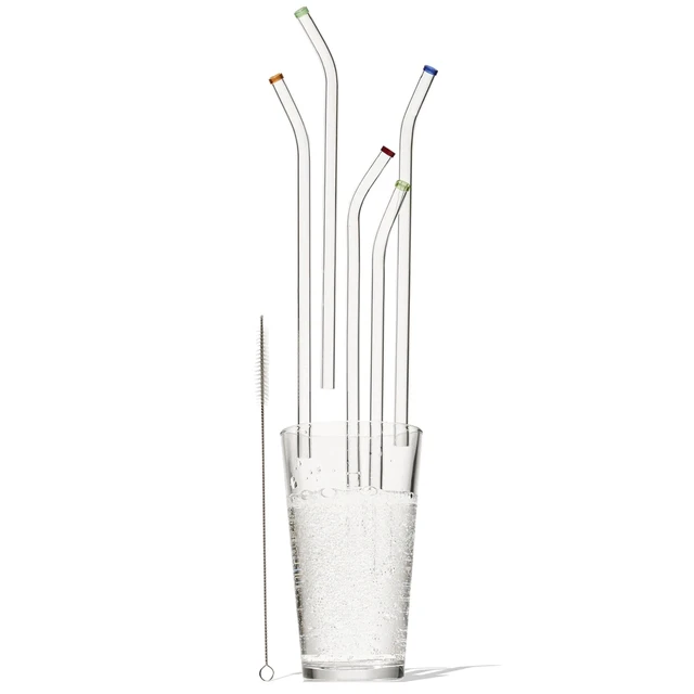 Alt view image 6 of 6 - Better Houseware 308 Glass Straws with Cleaning Brush, Set of 5 (Standard)