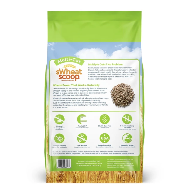 Alt view image 5 of 6 - SWheat Scoop Multi-Cat Natural Clumping Wheat Cat Litter, 15lb