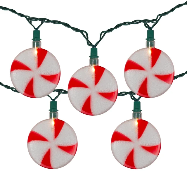 Main image of Northlight Clear Incandescent String Lights Peppermint Shaped, 96in, 10 Count