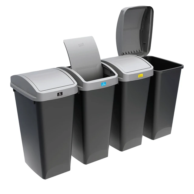 Alt view image 4 of 7 - GLAD 12 Gallon Kitchen Trash Can with Swing Top Lid, Plastic Garbage Bin, Recycle Sticker, Grey