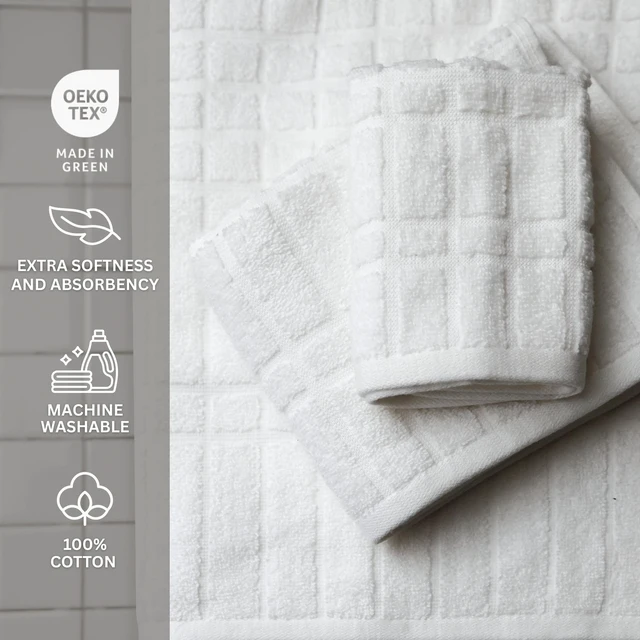 Alt view image 4 of 5 - Mainstays 6-Piece Performance Cotton Bath Towel Set, Textured White
