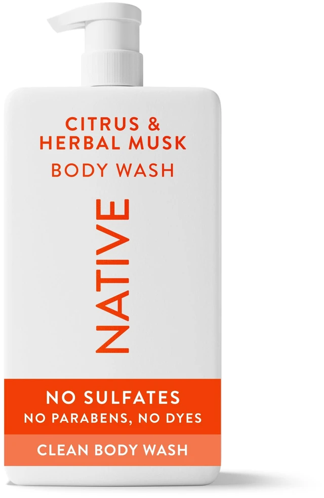 Main image of Native Body Wash 36 fl oz, Sulfate Free, Naturally Derived, Citrus & Herbal Musk, for Women and Men
