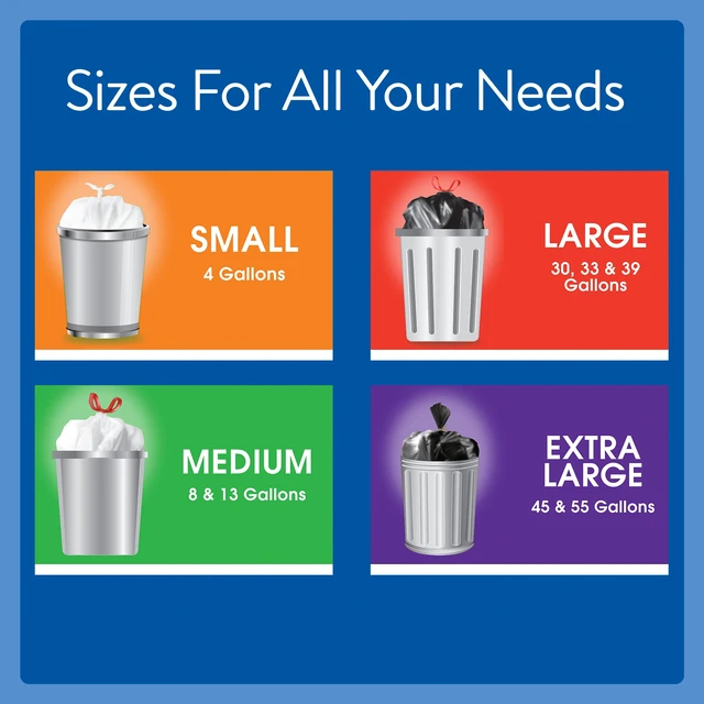 Alt view image 6 of 6 - Great Value Strong Flex 33-Gallon Drawstring Multi-Purpose Unscented Trash Bags, 40 Bags