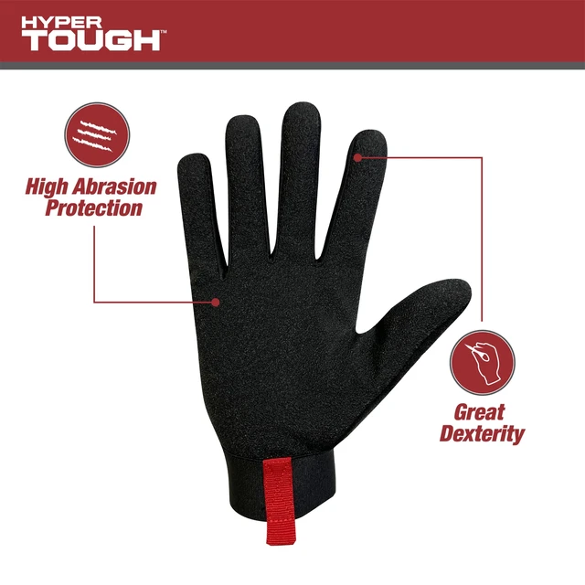 Alt view image 3 of 6 - Hyper Tough HT89056-23 Heavy Duty Impact Gloves, Black/Red/Gray, Polyester, Adult Men's, Medium, 1 Pair