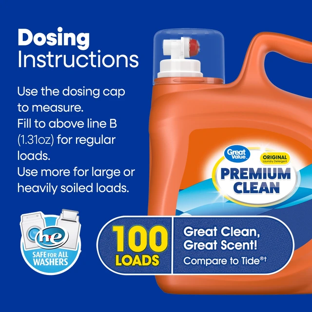 Alt view image 3 of 6 - Great Value Premium Clean Original Laundry Detergent, 132 fl oz, 100 Loads