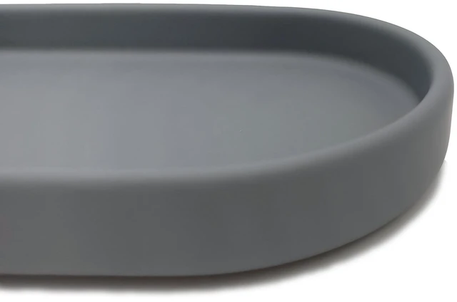 Alt view image 4 of 6 - Mainstays Ceramic Stoneware Bath Accessories 3-Piece Set, Grey - Soap Pump Dispenser, Tumbler, and Accessory Tray