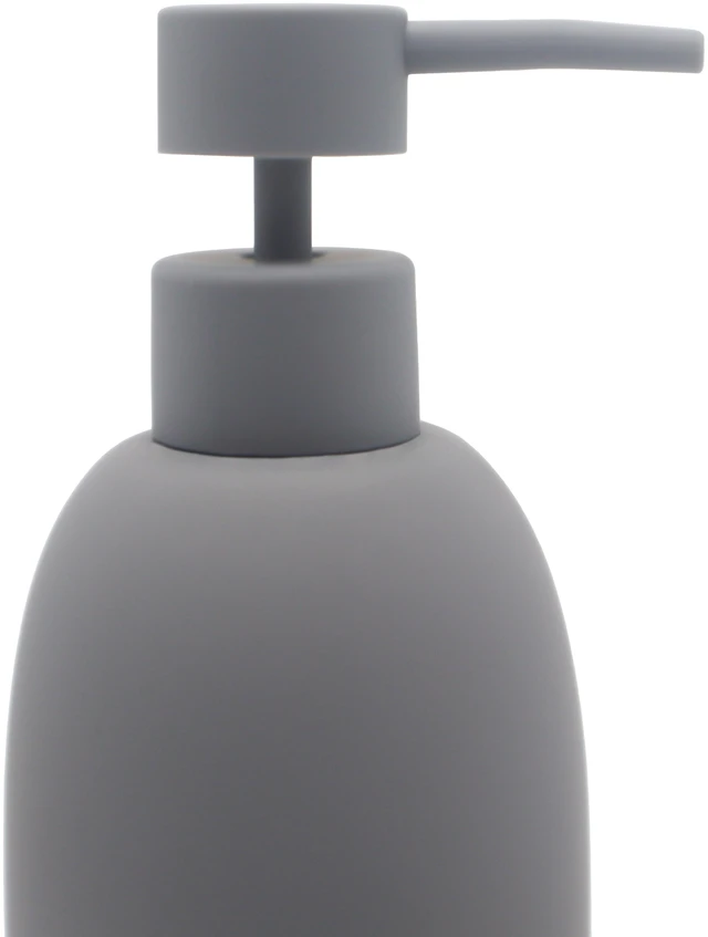 Alt view image 3 of 6 - Mainstays Ceramic Stoneware Bath Accessories 3-Piece Set, Grey - Soap Pump Dispenser, Tumbler, and Accessory Tray