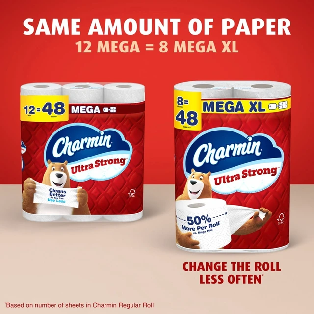 Alt view image 5 of 5 - Charmin Ultra Strong Toilet Paper, 12 Mega Rolls, 220 Sheets Per Roll